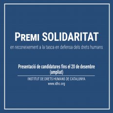 [Convocatòria] Presentació de candidatures al Premi Solidaritat 2021