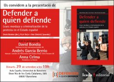 Presentación de libro Defender a quien defiende.Leyes mordaza y criminalización de la protesta en el Estado español