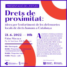 [Presentació de l’estudi] Drets de proximitat: idees per l'enfortiment de les defensories locals de drets humans a Catalunya