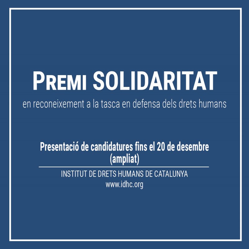 [Convocatòria] Presentació de candidatures al Premi Solidaritat 2021