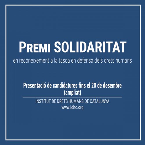 [Convocatoria] Presentación de candidaturas al Premi Solidaritat 2021