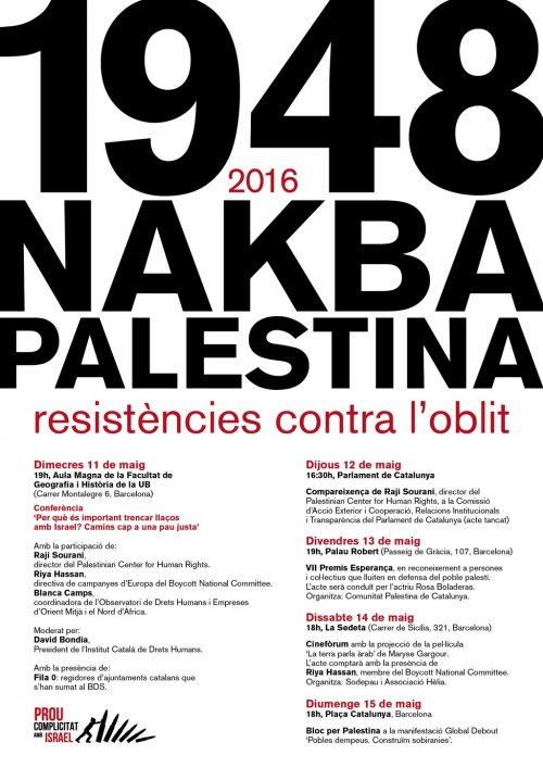 ‘Nakba Palestina, 1948 – 2016. Resistències contra l’oblit’
