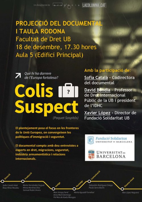 Projecció del documental Colis Suspect (Paquet Sospitós) i taula rodona
