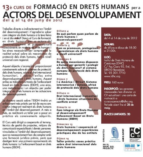 13º Curso de Formación en Derechos Humanos para Actores de Desarrollo