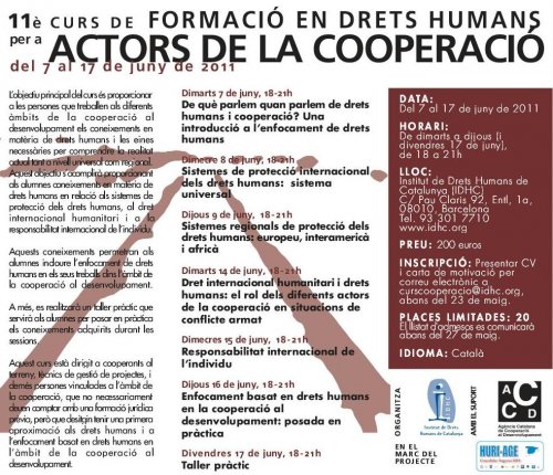 11º Curso de Formación en Derechos Humanos para Actores de la Cooperación