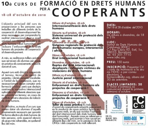 10è Curs de Formació en Drets Humans per a Cooperants