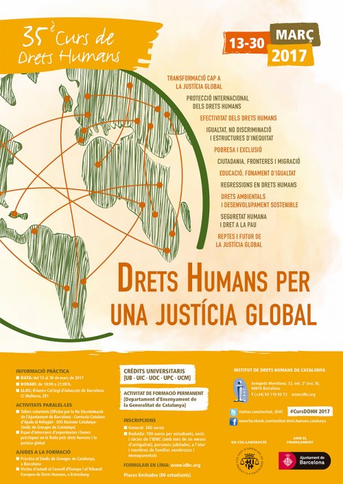 35è Curs Anual de Drets Humans 2017. Drets Humans per una justícia global 
