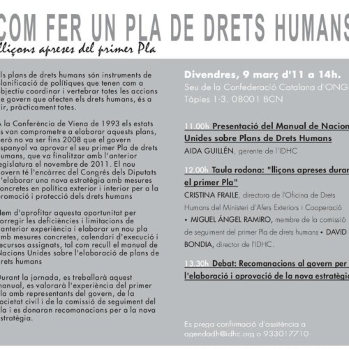 L’IDHC publica la relatoria de la Jornada sobre Com fer un Pla de Drets Humans